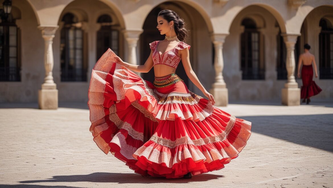 Flamenco Style Tiered Statement Maxi Skirt